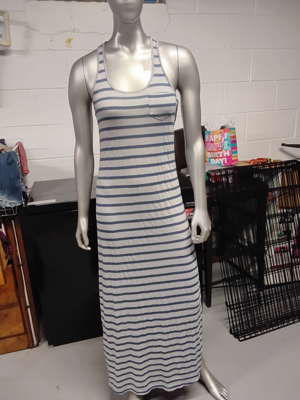 Free Peopel Beach Striped Blue and White Maxi Tank Dress